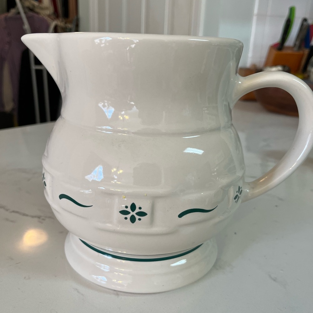 EUC/ Large Longaberger Pottery Woven Tradition Water/Milk Pitcher, 9” 7” approx